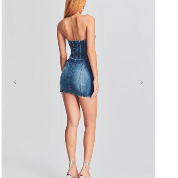 Retrofete Andreia Strapless Denim Mini Dress Size M - Picture 2 of 8